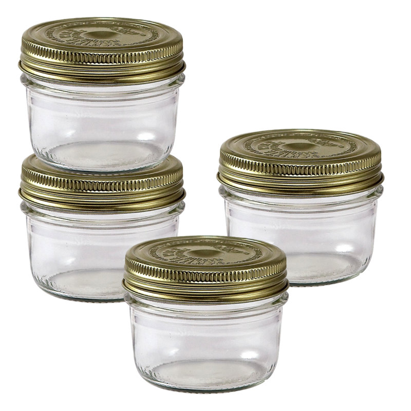 Ensemble 4 pièces de pots en verre français grand embouchure Familia Wiss Terrines, 200 ml (7 oz liq.)