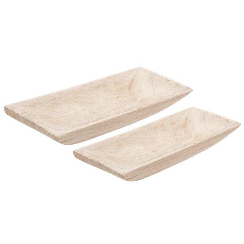 Set of Two Decorative Wooden Trays Contemporary Rustic Farmhouse Rectangle Shaped Tray Decor 15" and 20" Home - 20" x 7" x 2"