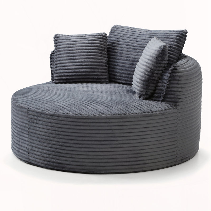 Chaise de salle de bain moderne en velours côtelé à siège profond Modern, Gris