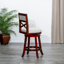 Tabouret pivotant à dossier en X de 24 po de hauteur comptoir, finition cerisier, siège en tissu beige-1105088571