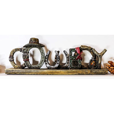 Athala, 10 po, signe d'art cow-boy de style rustique occidental en lettres 3D de cordes, fer à cheval, lanterne de chapeau de cowboy