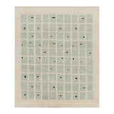 Rug & Kilim’S French Art Deco Style Rug In Cream With Seafoam Geometric Pattern