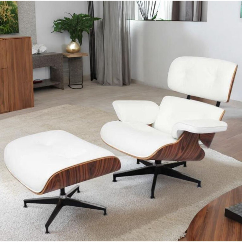 Nairobi Genuine Leather Lounge Chair, White