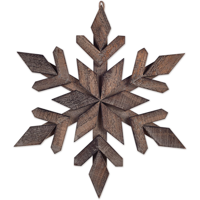 Décoration murale grand flocon de neige brun, H 18 po x l 18 po x p 1 po