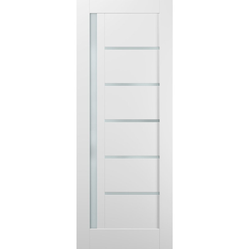 Dalle de porte blanche en verre givré Quadro, 30 po x 80 po