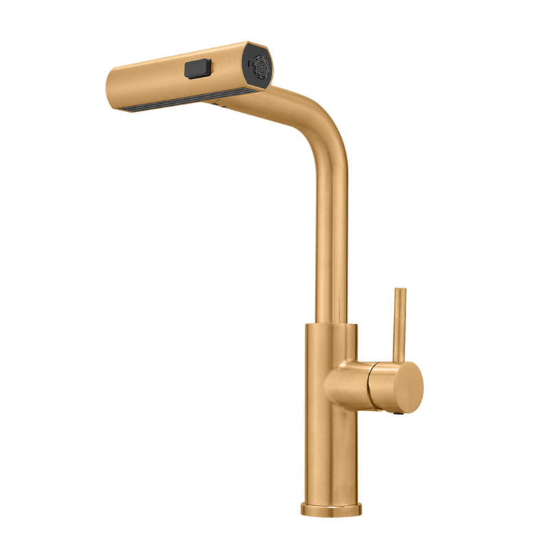 Kitchen Sink Faucet, Nickel Gold Kitchen Faucets With Pull Out Sprayer, Bar Faucet Single Hole Faucet, Brushed Gold