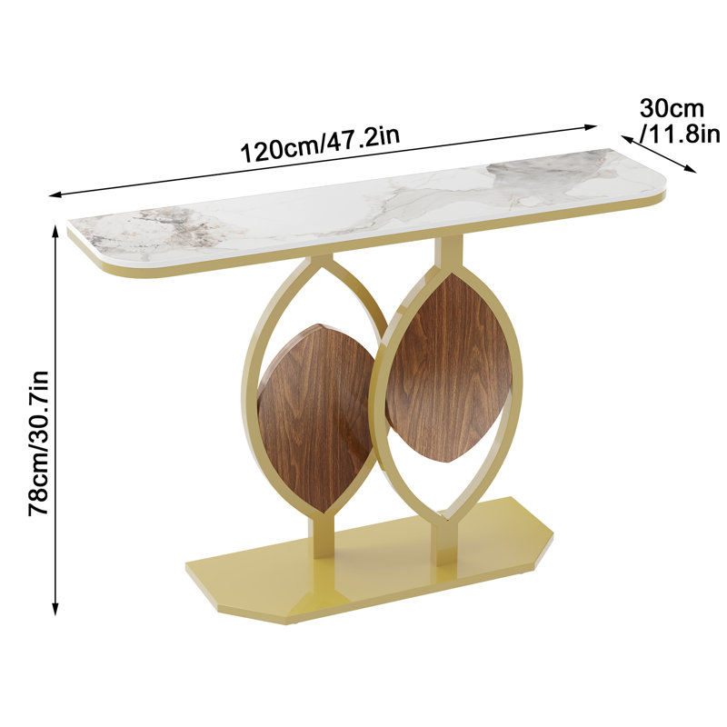 Alver 120cm Marble Top Console Table, White