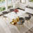 Rectangular Pedestal Dining Set with Modern Weaven Velvet Dininig Chair-821076817-821076816