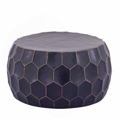 Modern Contemporary Round Aluminum material 32" Coffee Table, Farmhouse Table with Glossy Diamond-Patterned Base Black