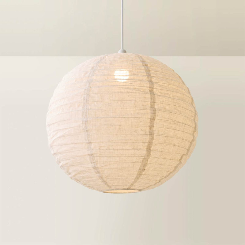 Hidehiko 57 cm H Round Pendant Shade ( Slip-On ) in Cream