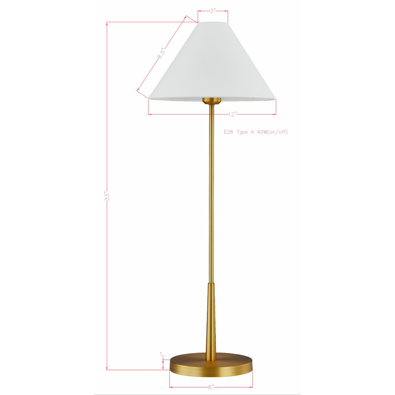 Lampe de table 32 "en métal avec abat-jour, Blanc