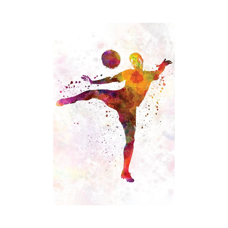 Man Soccer Football Player VII by Paul Rommer - Wrapped Canvas Painting, 20.32 cm H x 30.48 cm W
