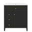 Meuble-lavabo autoportant de 30 pouces avec lavabo, 3 tiroirs à gauche, armoire à droite avec tablettes réglables, panneau de fibres à densité moyenne moderne et fabrication en bois d'hévéa-1076896852-1076896848