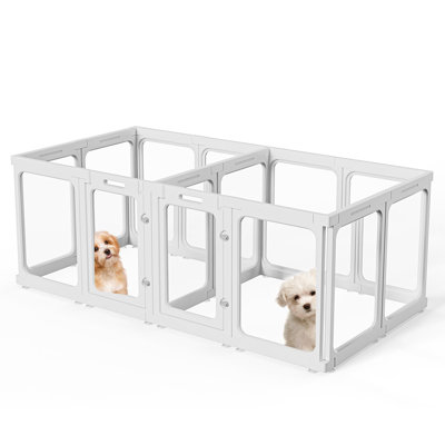 Parc pour chien transparent en acrylique transparent avec porte, pour enclos pour chiots, lapins transparents, parc intérieur, clôture pour chien, enclos facile à assembler et à nettoyer pour les chiens de petite et moyenne taille (23,6 po de hauteur,