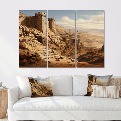 Abstract Judaism Masada Fortress Mystery I - Judaism Canvas Wall Art Set