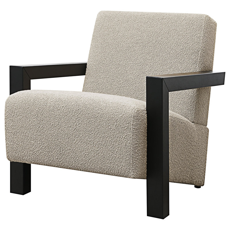 Chaise d'appoint rembourrée, Boucle en chêne clair, Noir