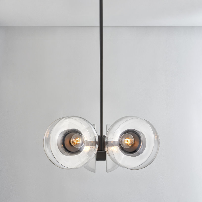 Lustre 6 lumières Kert, H 12 po x l 27 po x P 27 po, Laiton noir