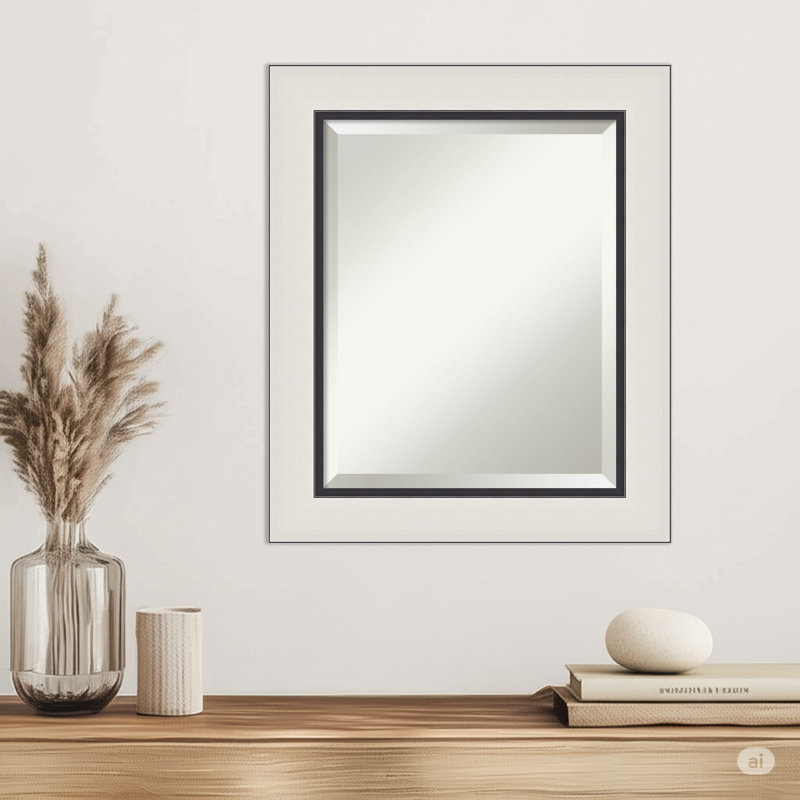 Ellie Beveled Framed Wall Mirror, 25.5" x 21.5", Silver Black