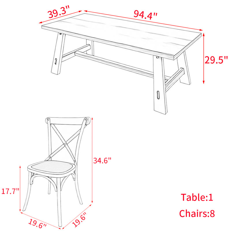American country retro solid wood dining table