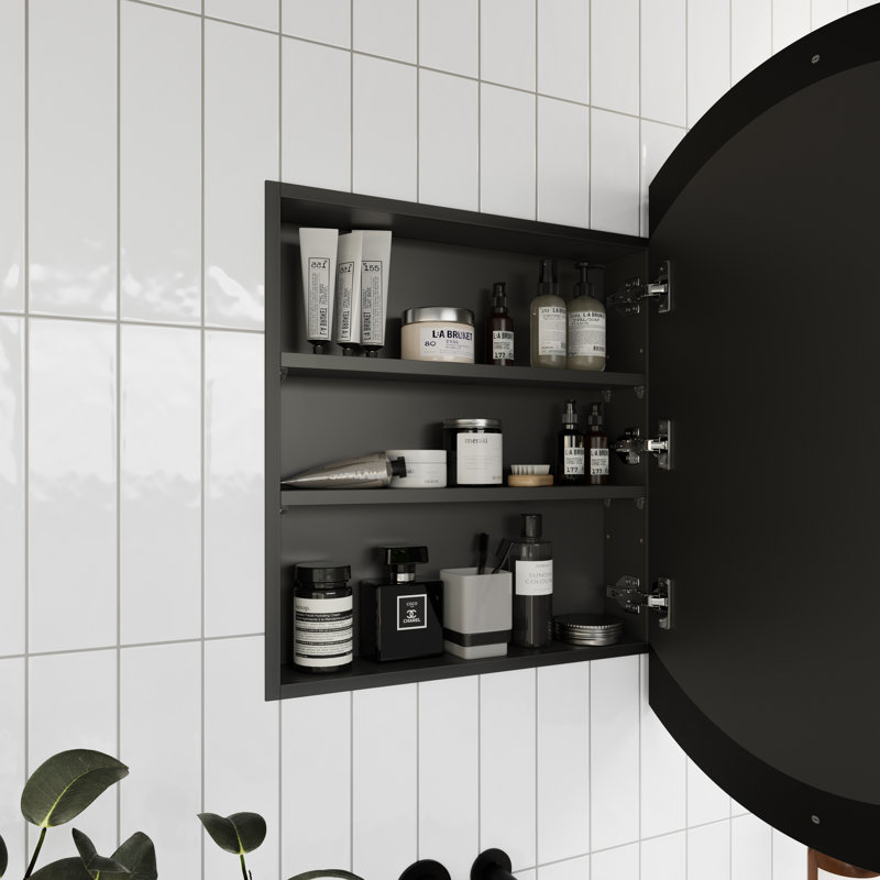 Recessed or Surface Mount Framed Medicine Cabinet, Black