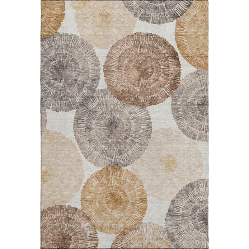 Premium Machine Washable Mayfield AMF2351 Abstract Rug, 5' x 7'6", Copper
