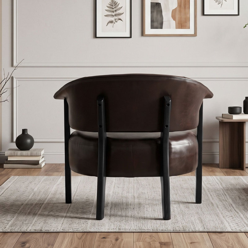 Fauteuil à oreilles en similicuir, Brown