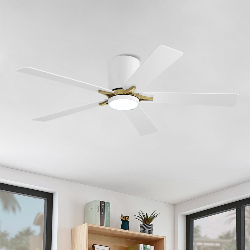 Ventilateur de plafond encastré à courant continu avec trousse d'éclairage et télécommande, Nickel