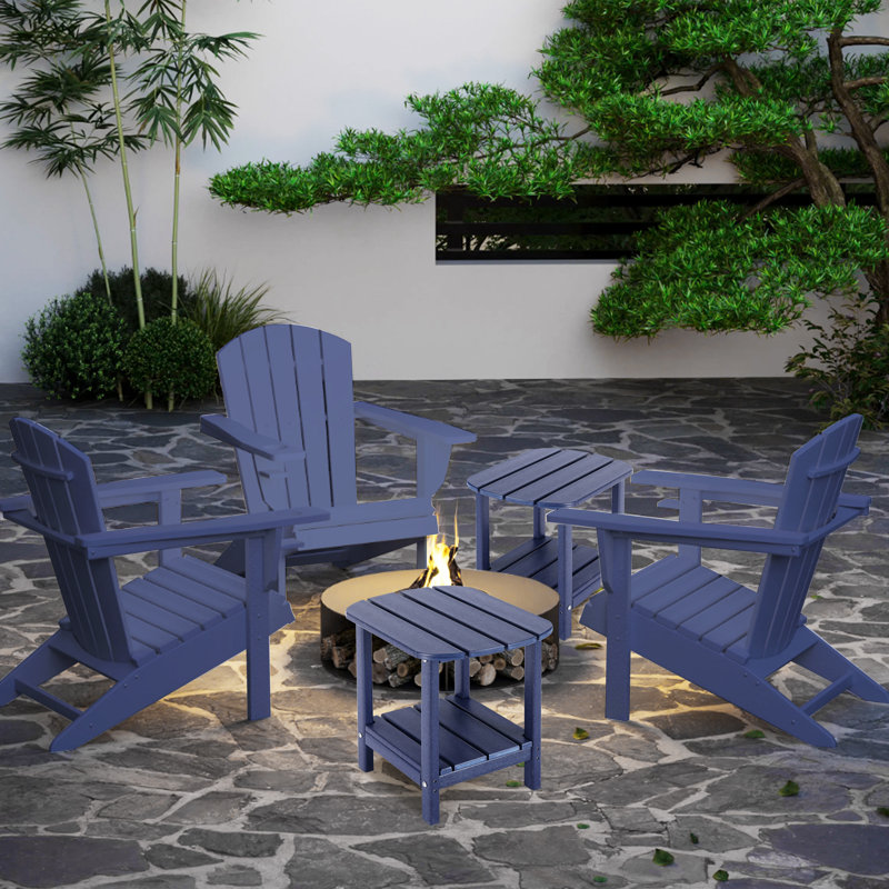 HDPE Outdoor Side Table, 2-tier Adirondack Side Table, All Weather Resistance, Navy