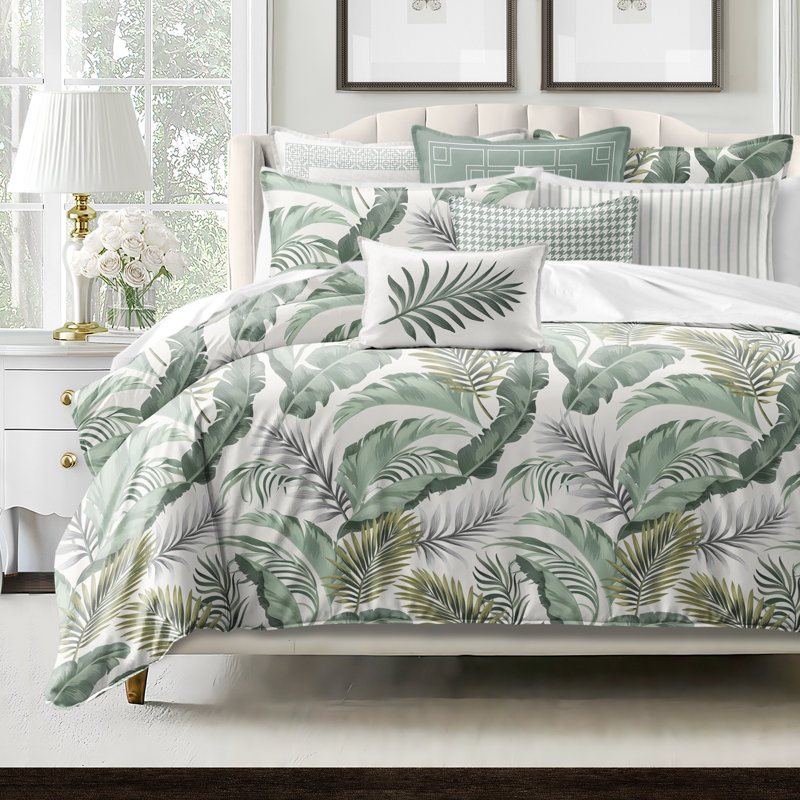 Frondosa  Seagrass Cotton Duvet Cover Set  8 Piece, Twin Duvet Cover + 7 Additional Pieces