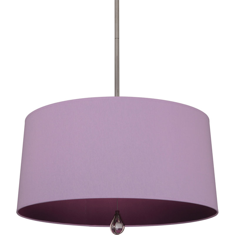 Custis 3 - Light Drum Chandelier, Ludwell Lilac Fabric, Polished Nickel