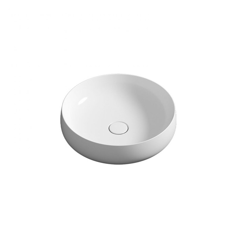Lavabo vasque de salle de bain Seed 40R - SEL07, Blanc brillant, Blanc brillant
