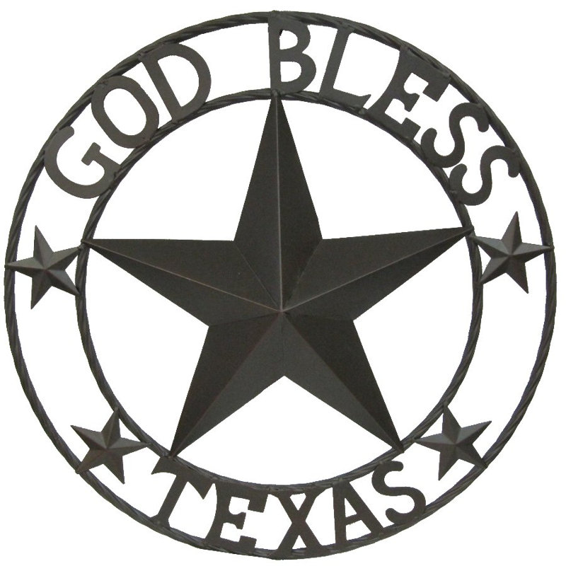 Décoration extérieure murale en métal Texas Lone Star God Bless Texas Circle