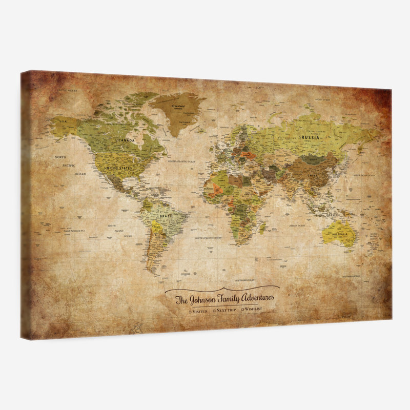 Carte du monde personnalisée, H 26 po x l 39 po, Oui