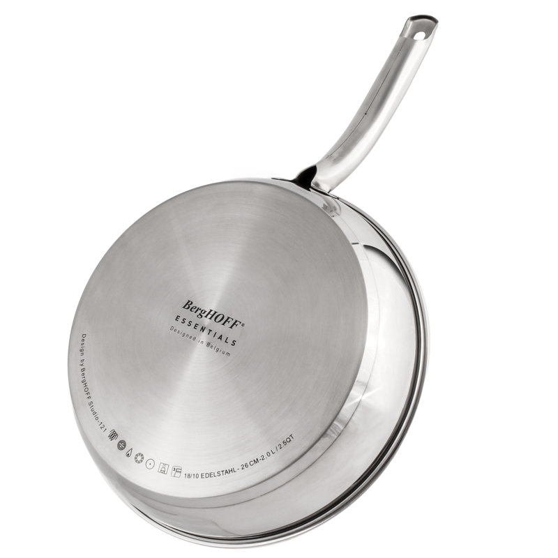 SS 18/10 2.5 Qt Skillet With SS Lid, Belly Shape, 10.5"