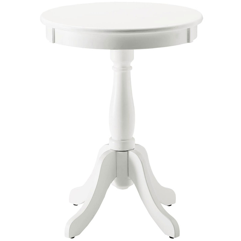 Table d'appoint en bois blanc - Ajoute du caractère à l'intérieur, construction stable, 18,5 po de largeur x 25,5 po de hauteur, base piédestal élégante pour les intérieurs rustiques et campagnards