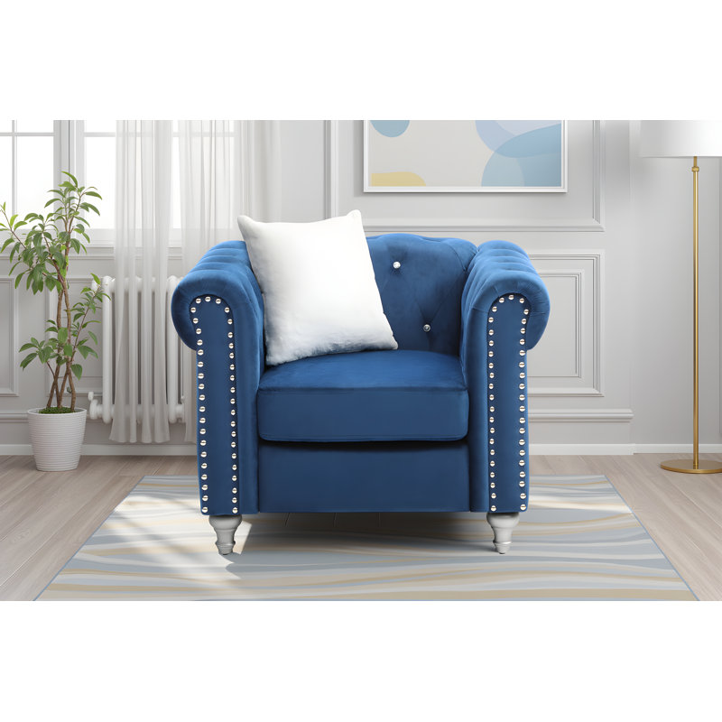 Fauteuil d'appoint en velours bleu marine Julianne, Marine