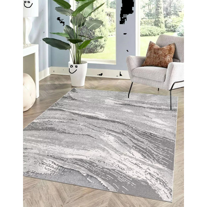 Abstract Flatweave Shag Area Rug, Rectangle 120 x 170 cm