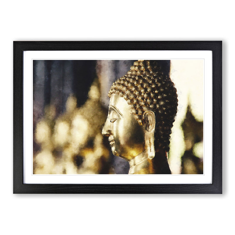 Buddha Statue Vol.5 - Picture Frame Painting, 36cm H x 48cm W x 2cm D, Black