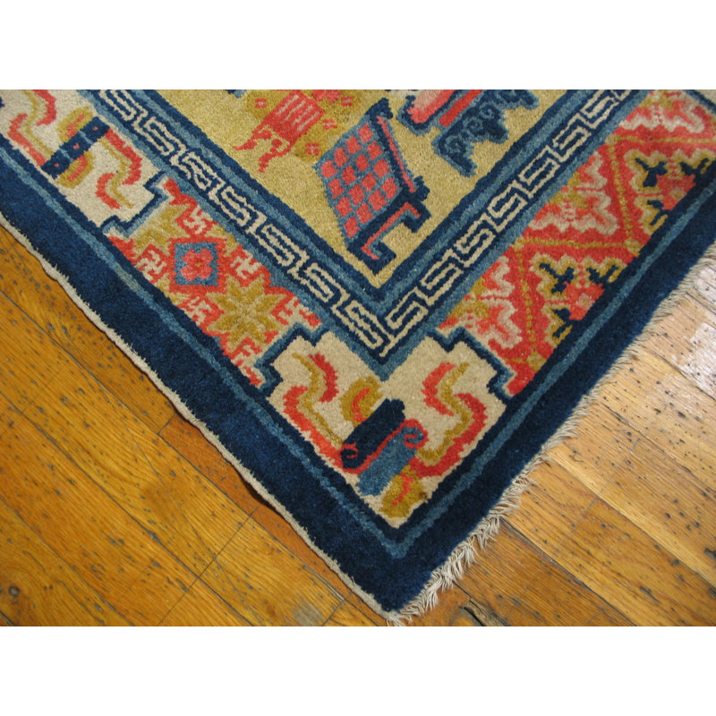 Antique Peking Chinese Yellow 1930s Rug