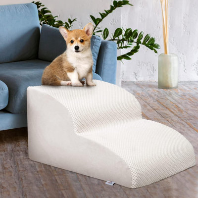 Rampe d'escalier pour chien à haute densité en mousse pour lits, marches pour animaux avec housse en tissu imperméable et antidérapante durable, escalier pour chien adapté aux petits chiens et chats ou aux joints d'animaux, 2 niveaux