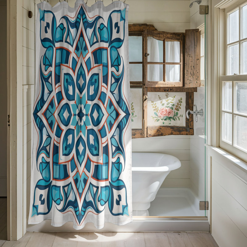 Arabian Tile Styles - Rideau de douche standard 1 pièce, H 74 po x l 71 po