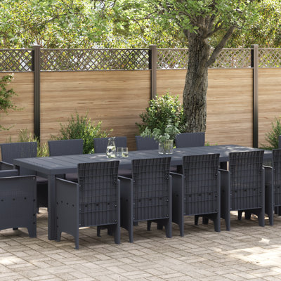 vidaXL Garden Dining Set with Cushion 13 pcs Anthracite Plastic