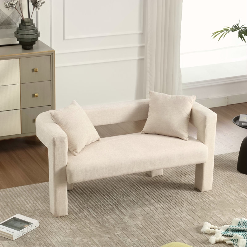 Canapé-lit moderne en chenille 2 places pour les espaces de vie et de chambre à coucher (beige), Beige