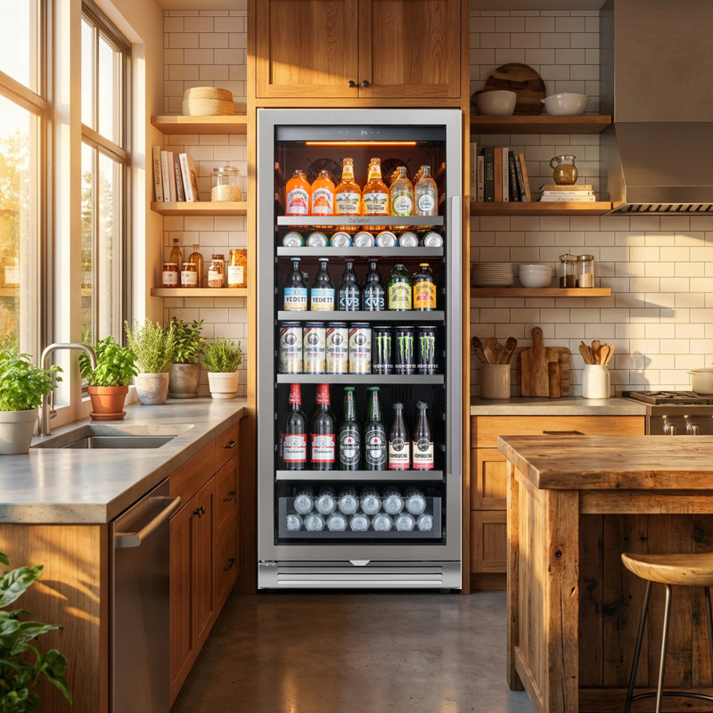 275L Left Swing Door Beverage Refrigerators & Coolers with Large Capacity, Quiet Cooling and UV-Proof Glass Door, Left