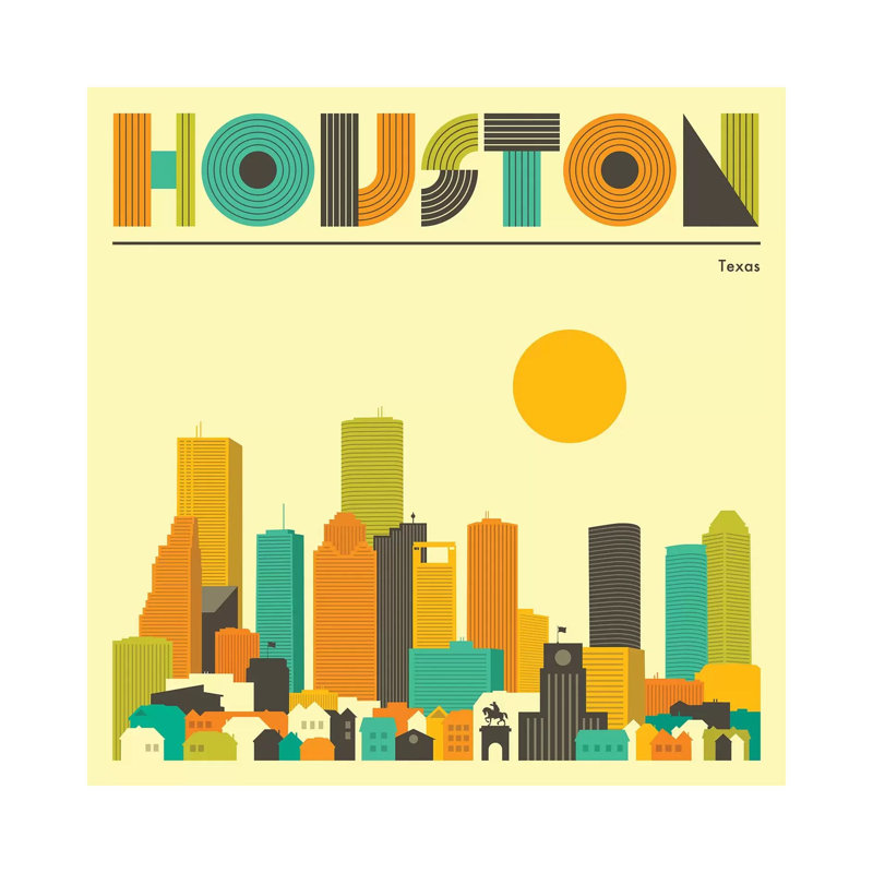 Houston Skyline II by Jazzberry Blue - Wrapped Canvas Print, 30.48 cm H x 30.48 cm W