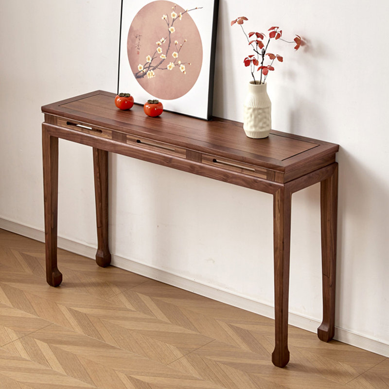 Modern simple rectangular brown console table, 31.9" H x 63" W x 13.8" D
