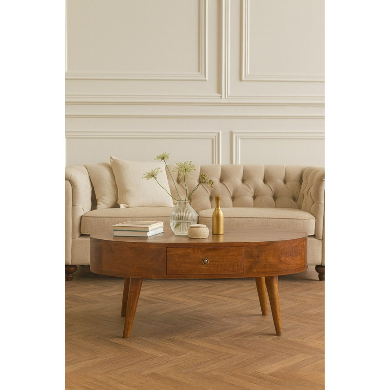 Aveline Solid Wood Four Leg Coffee Table with Storage