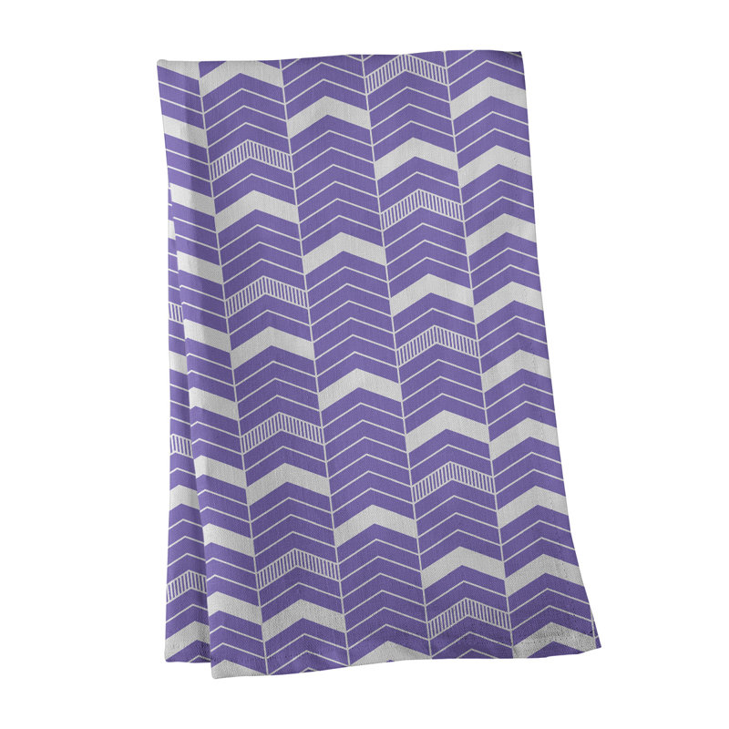 Stephenie Tea Towel Kitchen Towel, Purple/White, Cotton Twill