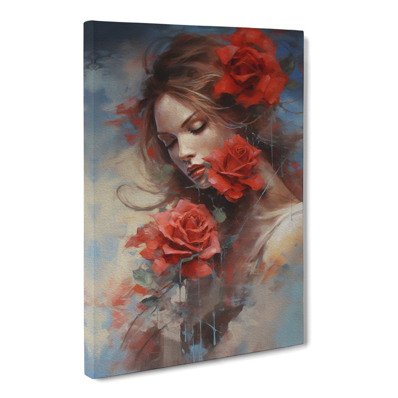 Rose Gestural - Wrapped Canvas, 76cm H x 50cm W x 3cm D