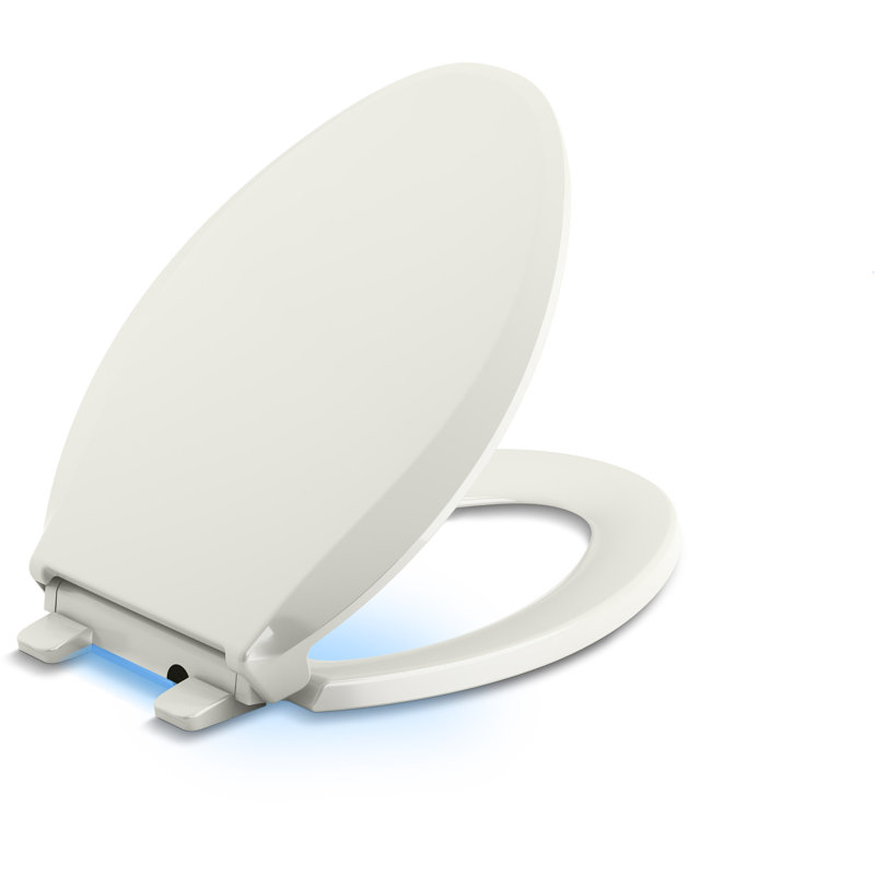 Cachet Nightlight Quiet-Close with Grip-Tight Elongated-Front Toilet Seat, White, Ready Latch